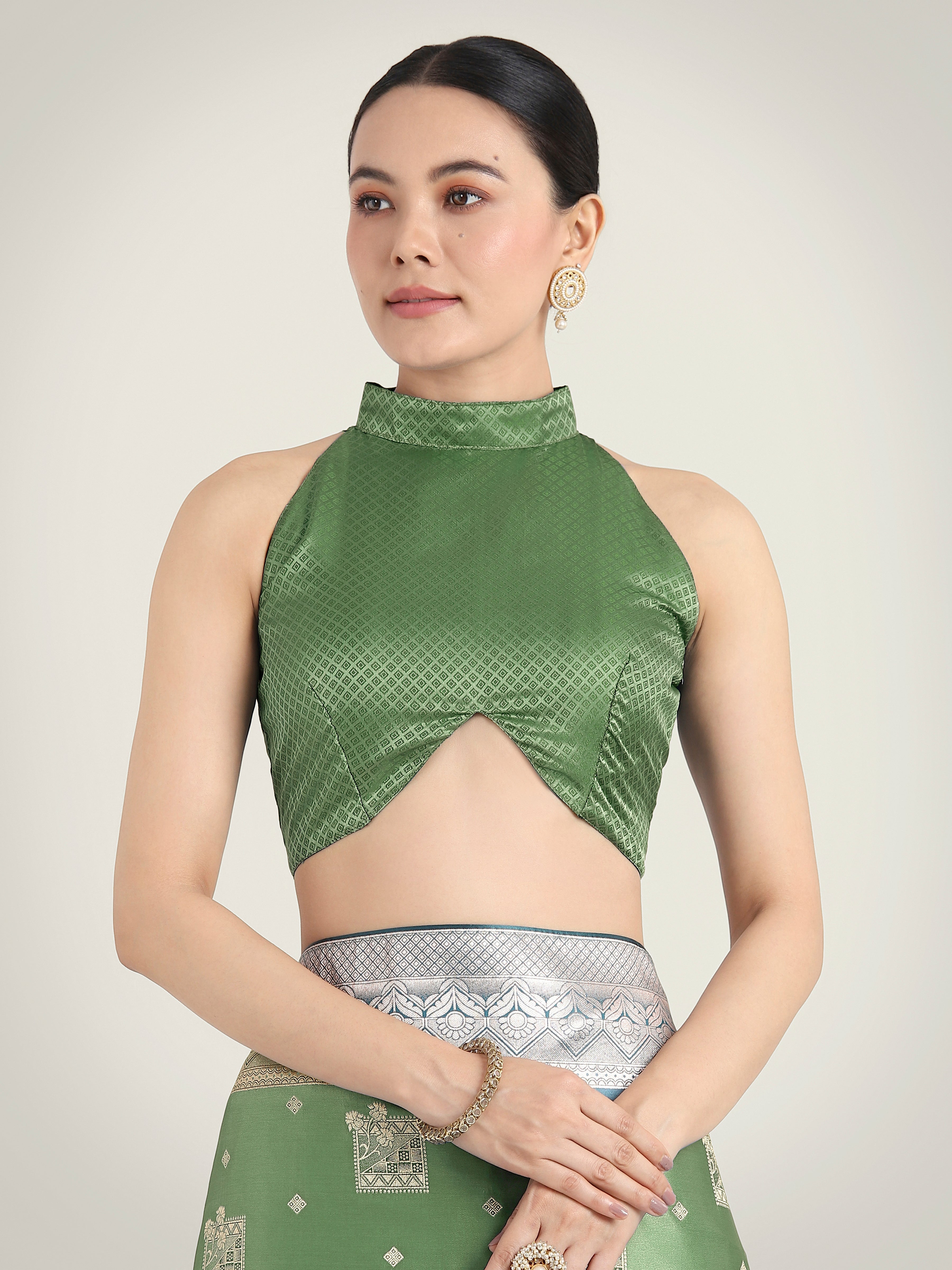 Monjolika Fashion Green Color Banarasi Satin Silk Zari Weaving Festival Saree