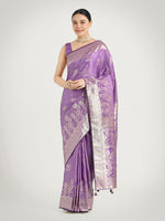 Thumbnail for Monjolika Fashion Lavender Color Banarasi Satin Silk Zari Weaving Festival Saree