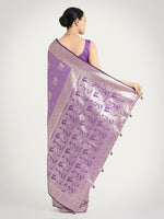 Thumbnail for Monjolika Fashion Lavender Color Banarasi Satin Silk Zari Weaving Festival Saree