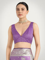 Thumbnail for Monjolika Fashion Lavender Color Banarasi Satin Silk Zari Weaving Festival Saree