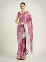 Thumbnail for Monjolika Fashion Rose Pink Color Banarasi Satin Silk Zari Weaving Festival Saree