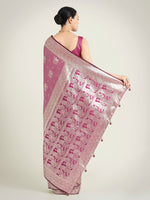 Thumbnail for Monjolika Fashion Rose Pink Color Banarasi Satin Silk Zari Weaving Festival Saree