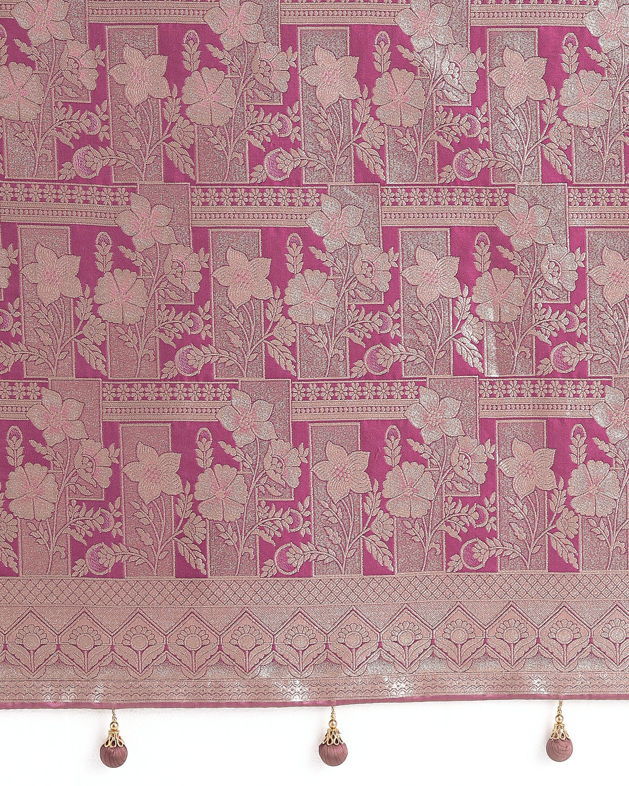 Monjolika Fashion Rose Pink Color Banarasi Satin Silk Zari Weaving Festival Saree