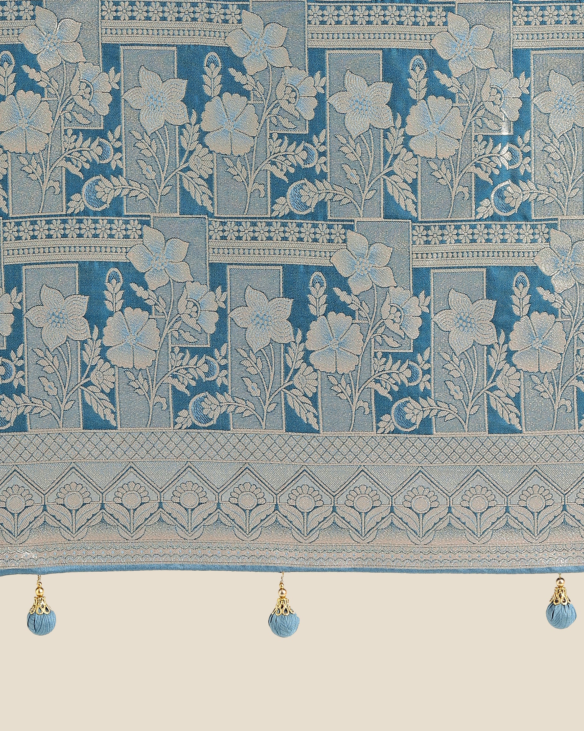 Monjolika Fashion Cyan blue Pink Color Banarasi Satin Silk Zari Weaving Festival Saree