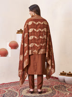Thumbnail for Lorenvalley Fashion Coffee Roman Silk Multi Embroidery Sequins With Hand Work Kurta Pant Dupatta - Distacart