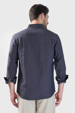 Thumbnail for Xkind Dark Grey Crush Wrinkled Regular Fit Shirt