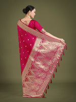 Thumbnail for Monjolika Fashion Divine Rani Pink Soft Banarasi Satin Silk Saree With Blouse Piece