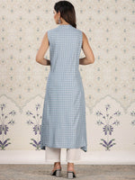 Thumbnail for Ode by House of Pataudi Ethnic Motifs Printed Mandrain collar A-Line Kurta - Distacart