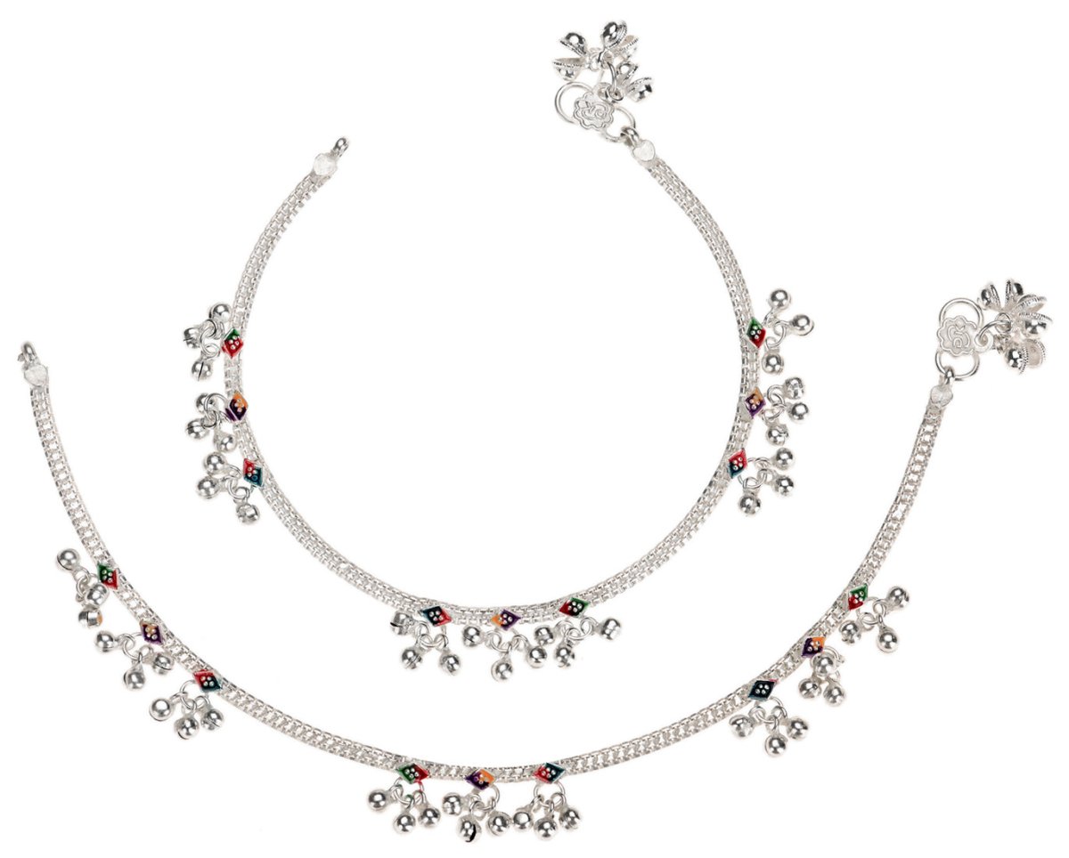 AanyaCentric Silver Plated Traditional Anklets Payal - Classic and Stylish for Women and Girls - Distacart