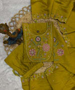 Thumbnail for Lorenvalley Fashion Yellow Viscose Roman Silk Multi Embroidery Thread With Hand Work Anarkali Kurti Pant Dupatta - Distacart