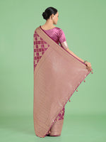 Thumbnail for Monjolika Fashion Rose Pink Banarasi Satin Silk Saree with Rich Zari Woven Pallu & Blouse Piece