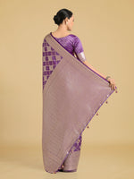 Thumbnail for Monjolika Fashion Purple Banarasi Satin Silk Saree with Rich Zari Woven Pallu & Blouse Piece