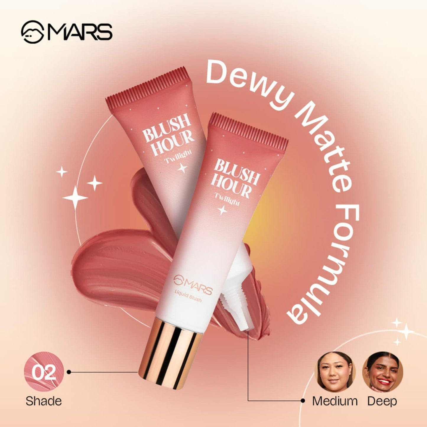 MARS Cosmetics Liquid Blush Hour Dewy-Matte Finish - 02 Twilight - Distacart