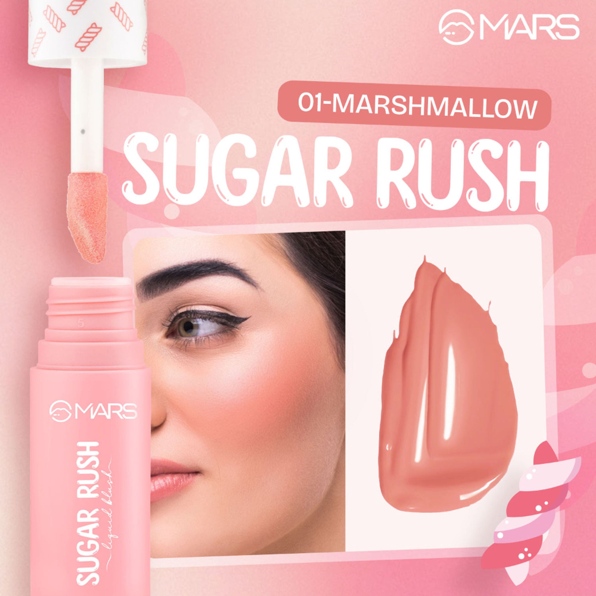 MARS Cosmetics Sugar Rush Liquid Blush - 01-MARS Cosmeticsh Mallow - Distacart