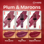 Thumbnail for MARS Cosmetics Queen Of Mattes Reds & Maroons Liquid Lipsticks - Plums Maroons - Distacart