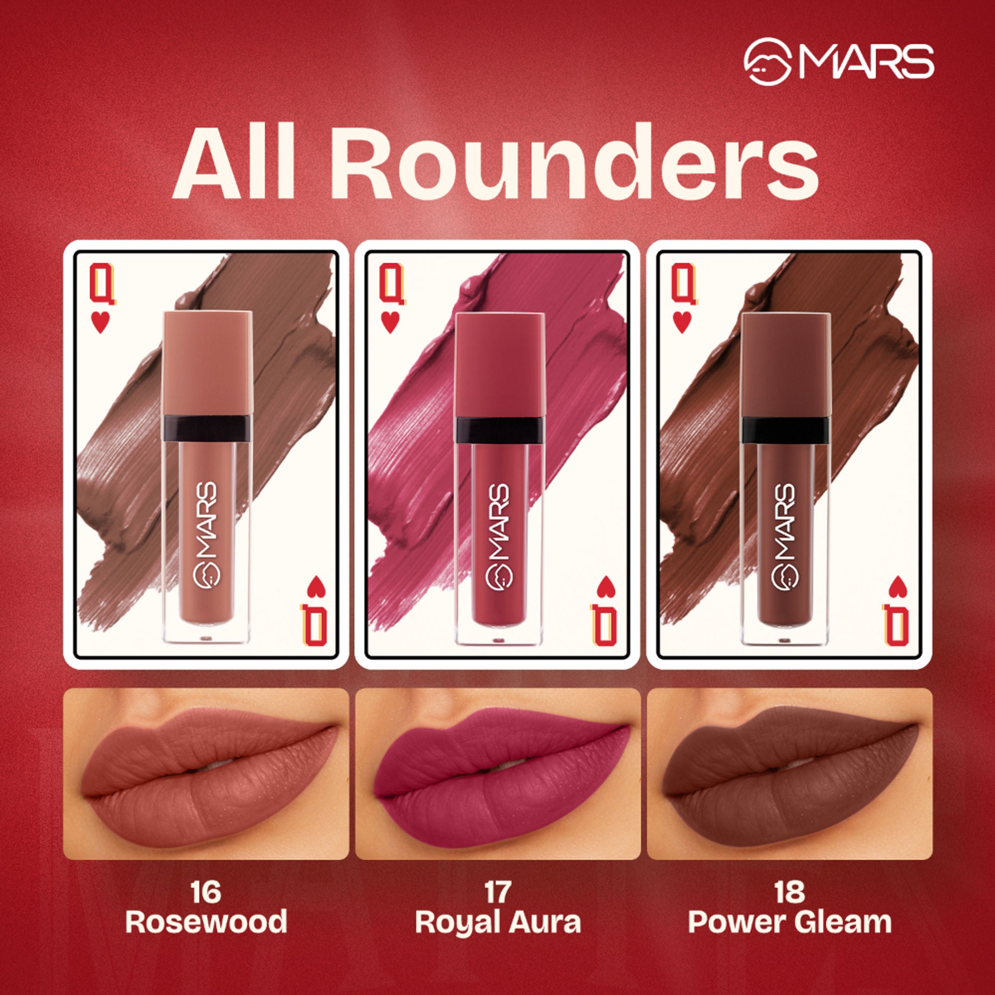 MARS Cosmetics Queen Of Mattes Reds & Maroons Liquid Lipsticks - All Rounder - Distacart