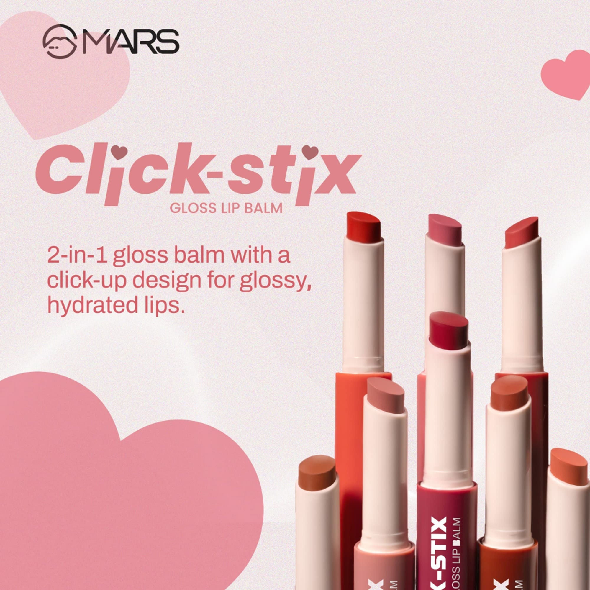 MARS Cosmetics Click Stix Gloss Lip Balm - 04-cherry Glaze - Distacart