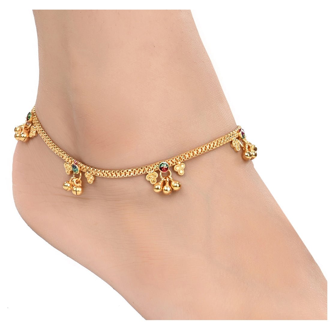 AanyaCentric Gold Plated Traditional Anklets Payal - Classic and Stylish for Women and Girls - Distacart