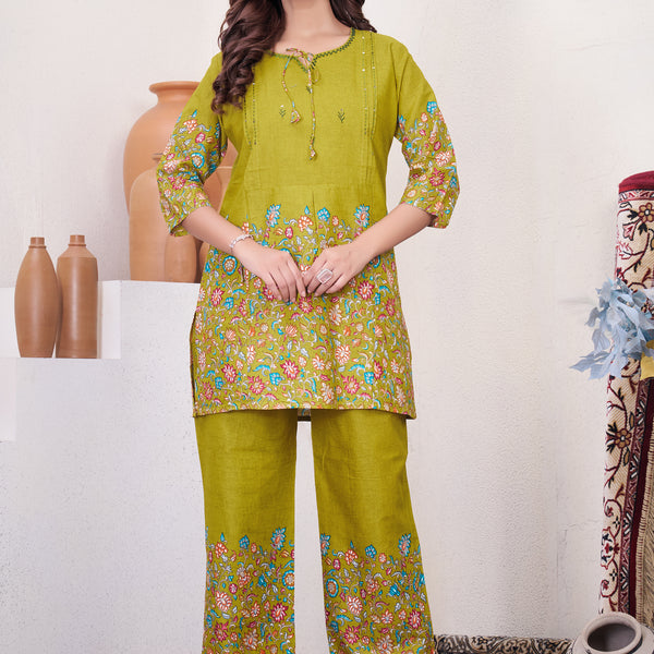 Lorenvalley Fashion Parrot Pure Cotton Elegant & Trendy Printed Design Co-Ord Set - Distacart