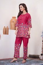 Thumbnail for Lorenvalley Fashion Pink Pure Cotton Elegant & Trendy Printed Design Co-Ord Set - Distacart