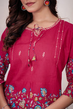 Thumbnail for Lorenvalley Fashion Pink Pure Cotton Elegant & Trendy Printed Design Co-Ord Set - Distacart