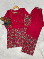 Thumbnail for Lorenvalley Fashion Pink Pure Cotton Elegant & Trendy Printed Design Co-Ord Set - Distacart