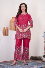 Thumbnail for Lorenvalley Fashion Pink Pure Cotton Elegant & Trendy Printed Design Co-Ord Set - Distacart