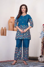 Thumbnail for Lorenvalley Fashion Rama Pure Cotton Elegant & Trendy Printed Design Co-Ord Set - Distacart