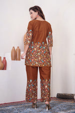 Thumbnail for Lorenvalley Fashion Rust Pure Cotton Elegant & Trendy Printed Design Co-Ord Set - Distacart