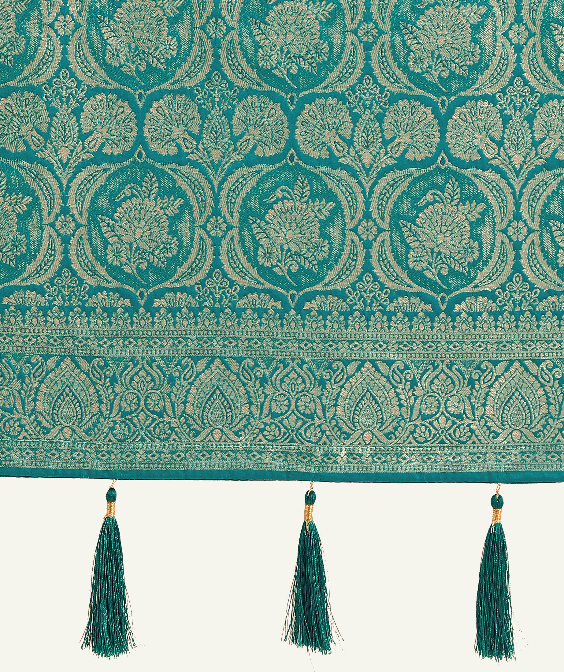 Monjolika Fashion Effervescent Turquoise Soft Banarasi Satin Silk Saree With Elision Blouse Piece