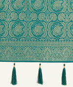 Thumbnail for Monjolika Fashion Effervescent Turquoise Soft Banarasi Satin Silk Saree With Elision Blouse Piece