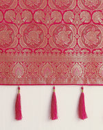 Thumbnail for Monjolika Fashion Effervescent Bright Pink Soft Banarasi Satin Silk Saree With Elision Blouse Piece