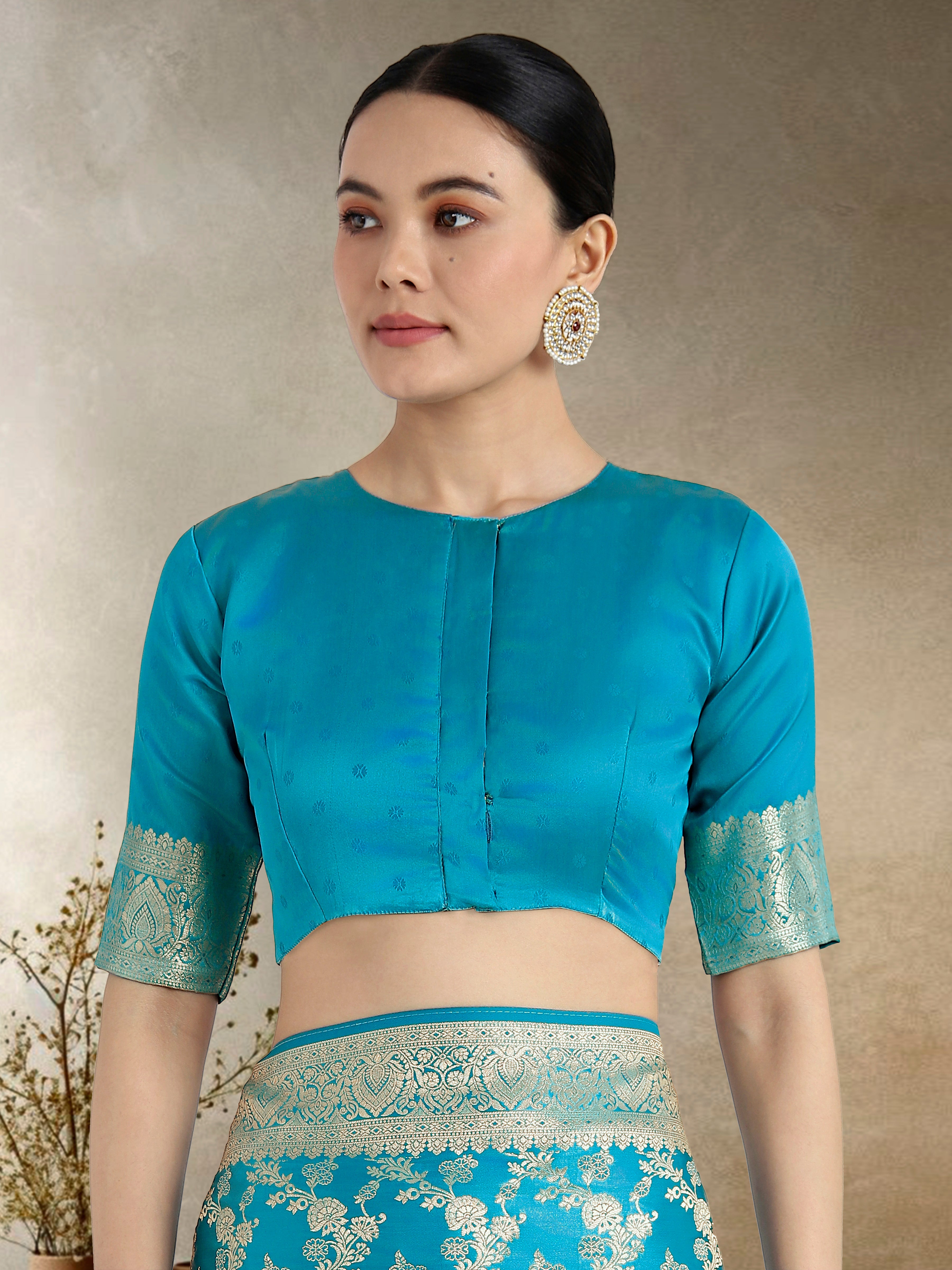 Monjolika Fashion Effervescent Aqua blue Soft Banarasi Satin Silk Saree With Elision Blouse Piece