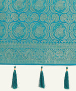 Thumbnail for Monjolika Fashion Effervescent Aqua blue Soft Banarasi Satin Silk Saree With Elision Blouse Piece