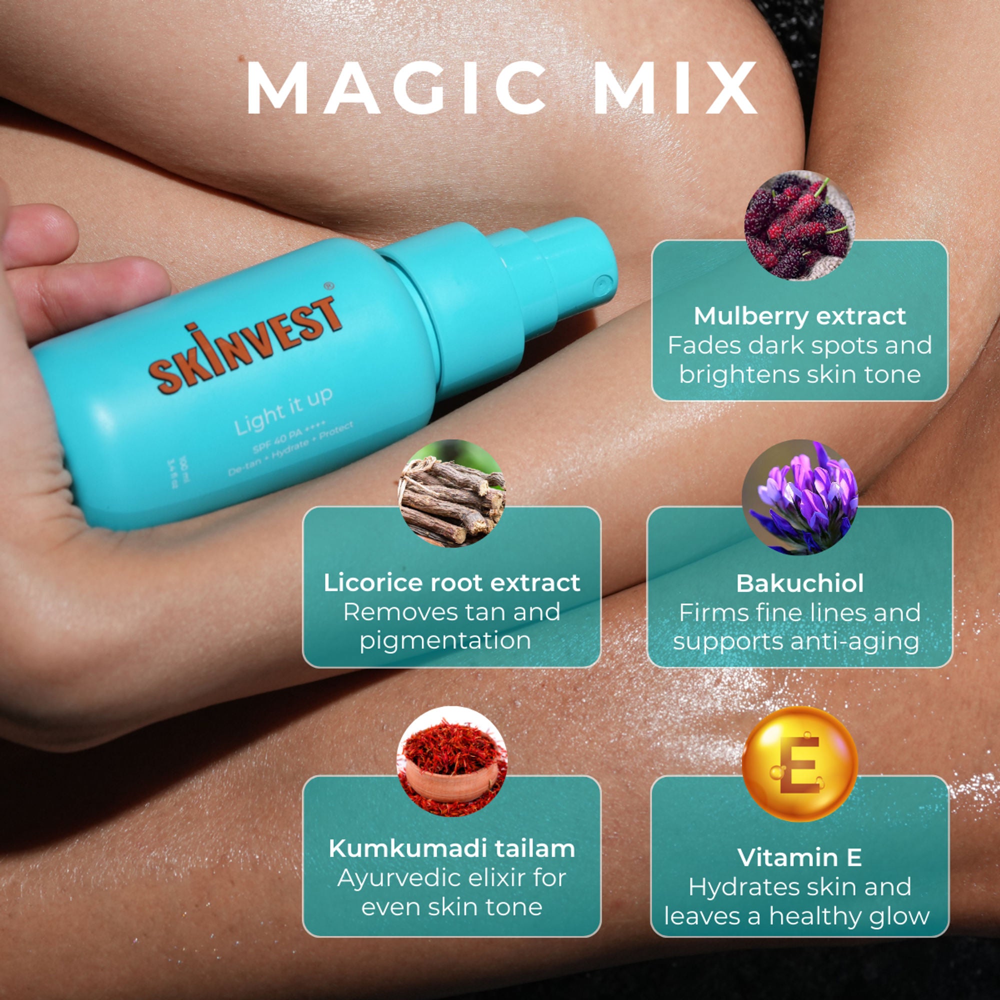Skinvest Light it up Body Sunscreen + De-Tan Spray SPF 40 PA ++++ - Distacart