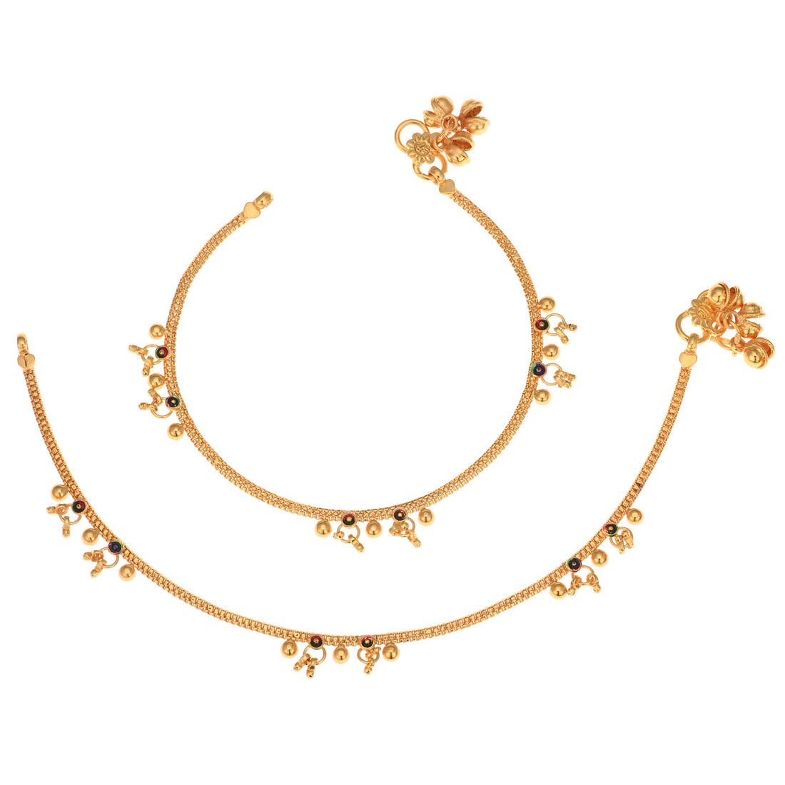 AanyaCentric Gold Plated Traditional Anklets Payal - Classic and Stylish for Women and Girls - Distacart