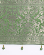 Thumbnail for Monjolika Fashion Light Green Zari Weaving Work Banarasi Satin Silk Traditional Saree