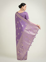 Thumbnail for Monjolika Fashion Lavender Zari Weaving Work Banarasi Satin Silk Traditional Saree