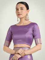 Thumbnail for Monjolika Fashion Lavender Zari Weaving Work Banarasi Satin Silk Traditional Saree