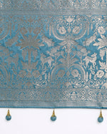 Thumbnail for Monjolika Fashion Cyan blue Zari Weaving Work Banarasi Satin Silk Traditional Saree
