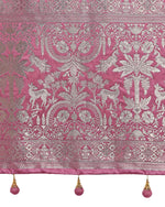 Thumbnail for Monjolika Fashion Dusty Pink Zari Weaving Work Banarasi Satin Silk Traditional Saree
