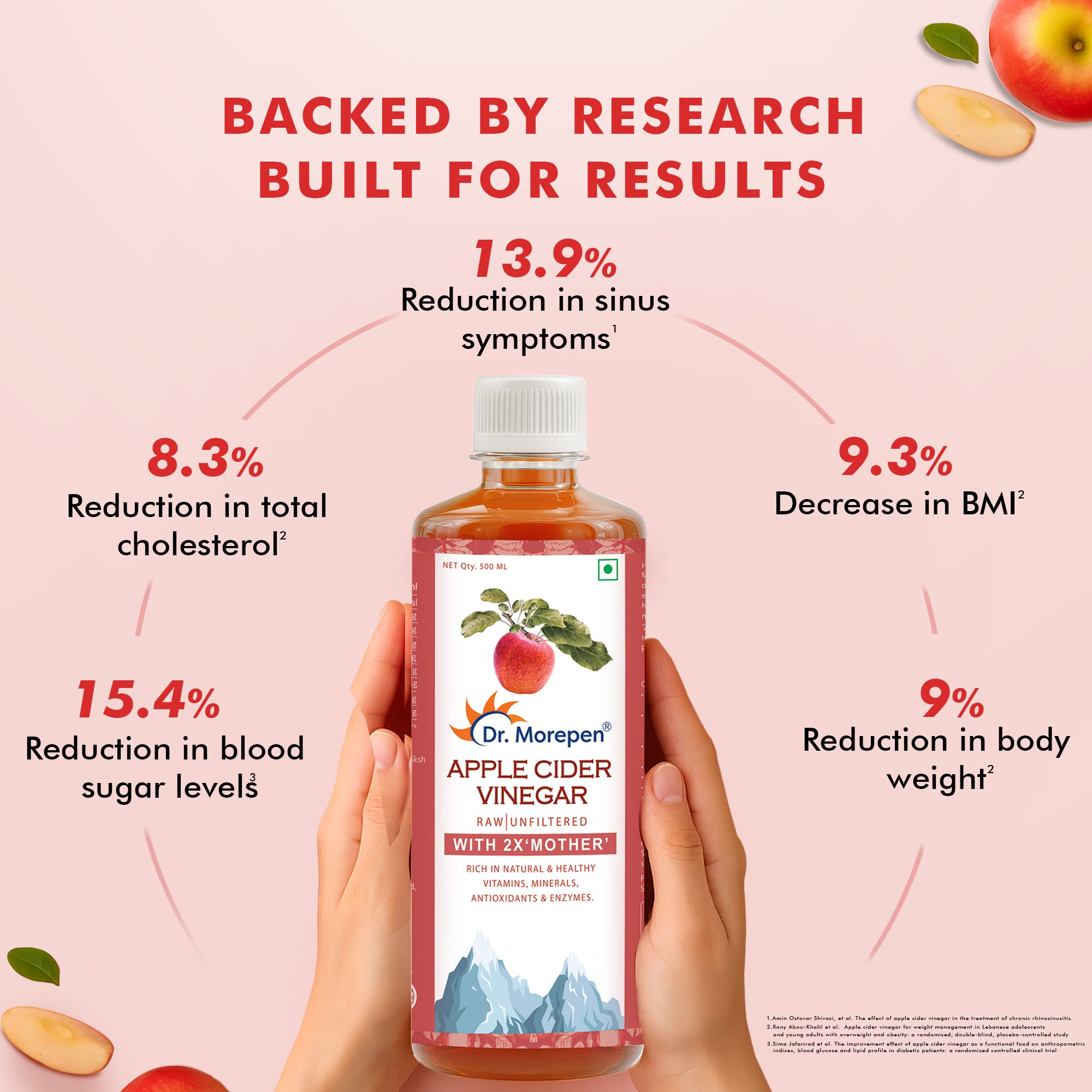 Dr. Morepen Apple Cider Vinegar With 2x Mother for Weight Management, Immunity, Skin & Hair