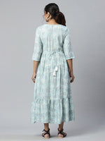 Thumbnail for AURELIA Aurelia Women Blue Gathered LIVA Midi Dress - Distacart