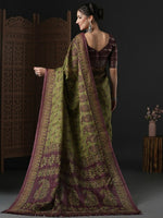 Thumbnail for Anouk Green & Brown Ethnic Motifs Printed Kota Saree - Distacart