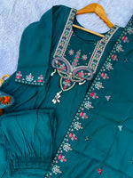 Thumbnail for Lorenvalley Fashion Rama Roman Silk Multi Sequence Embroidery Thread With Hand Work Anarkali Kurti Pant Dupatta - Distacart