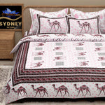 Thumbnail for Pink Ethnic Motifs Cotton 200TC King Bedsheet With 2 Zipper Pillow Covers - King Size by House of Ree - Distacart