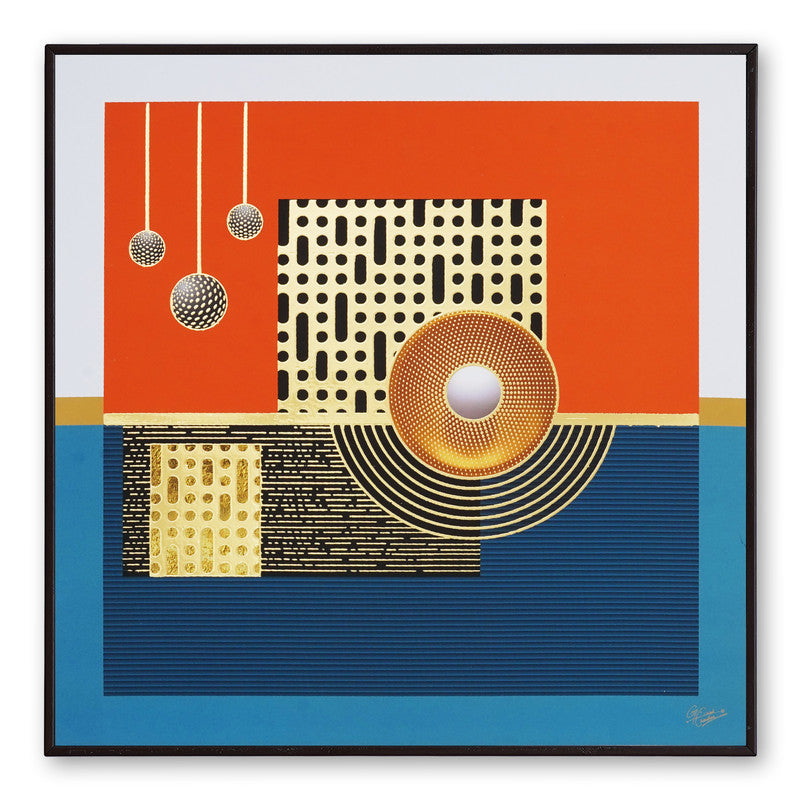 Tehzeeb Creations Golden Embossed Wall Painting - Distacart