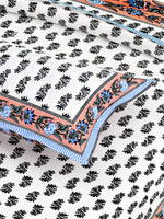 Thumbnail for Blue Orange Leaf Design Cotton 200TC King Bedsheet With 2 Zipper Pillow Covers - King Size by House of Ree - Distacart