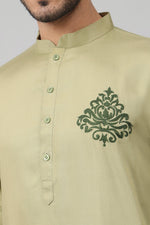 Thumbnail for Laurel Embroidered Cotton Kurta by Hilo Design