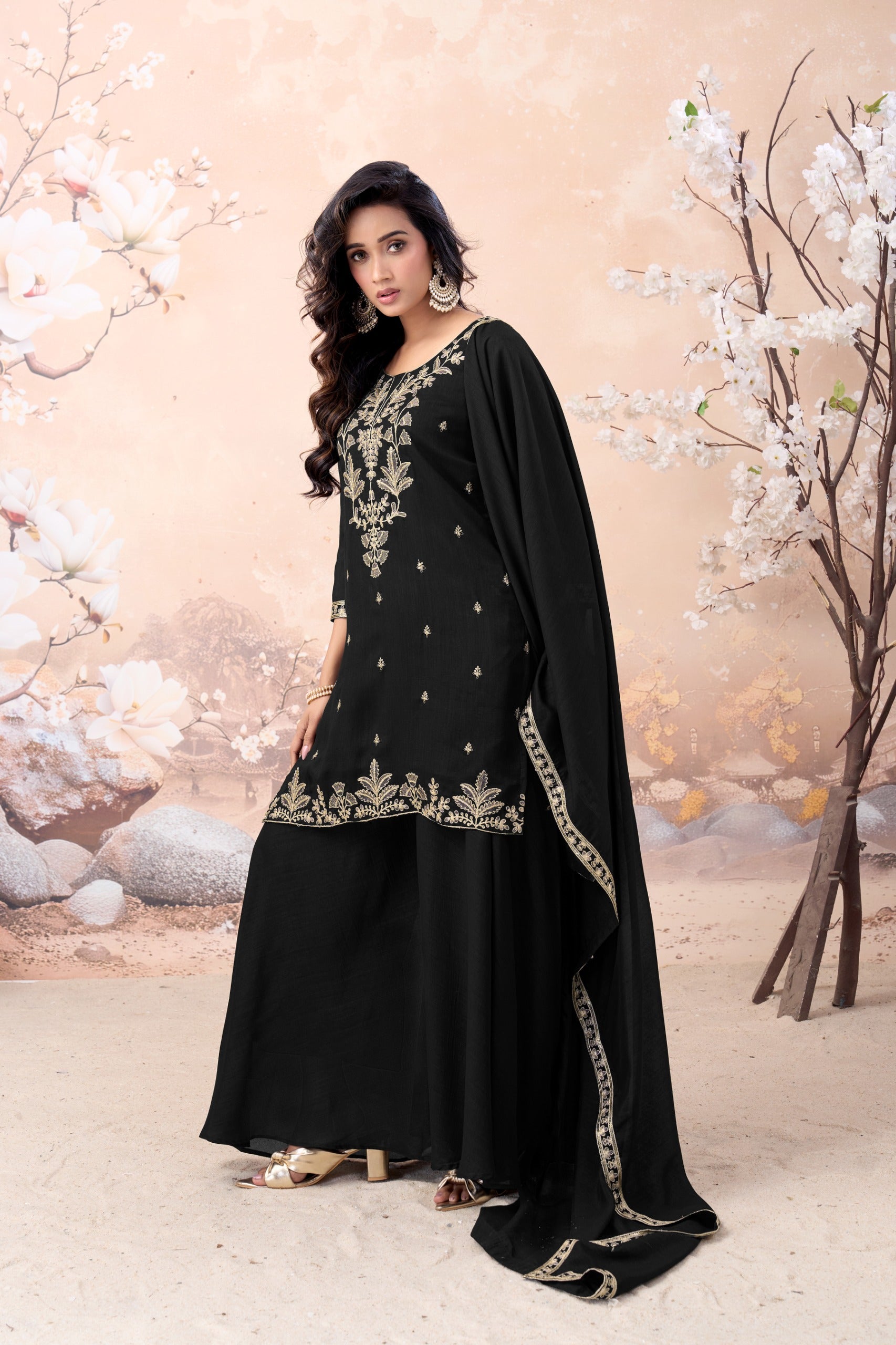 Anaita Black Vichitra Silk Readymade Suit with Coding Work - Dista